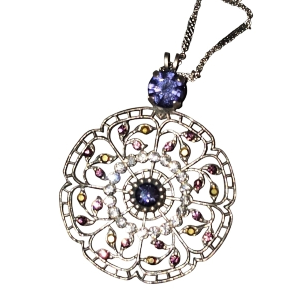 Mariana Mandala Filigree Pendant Necklace Amethyst Purple‎ Citrine Pink Crystal